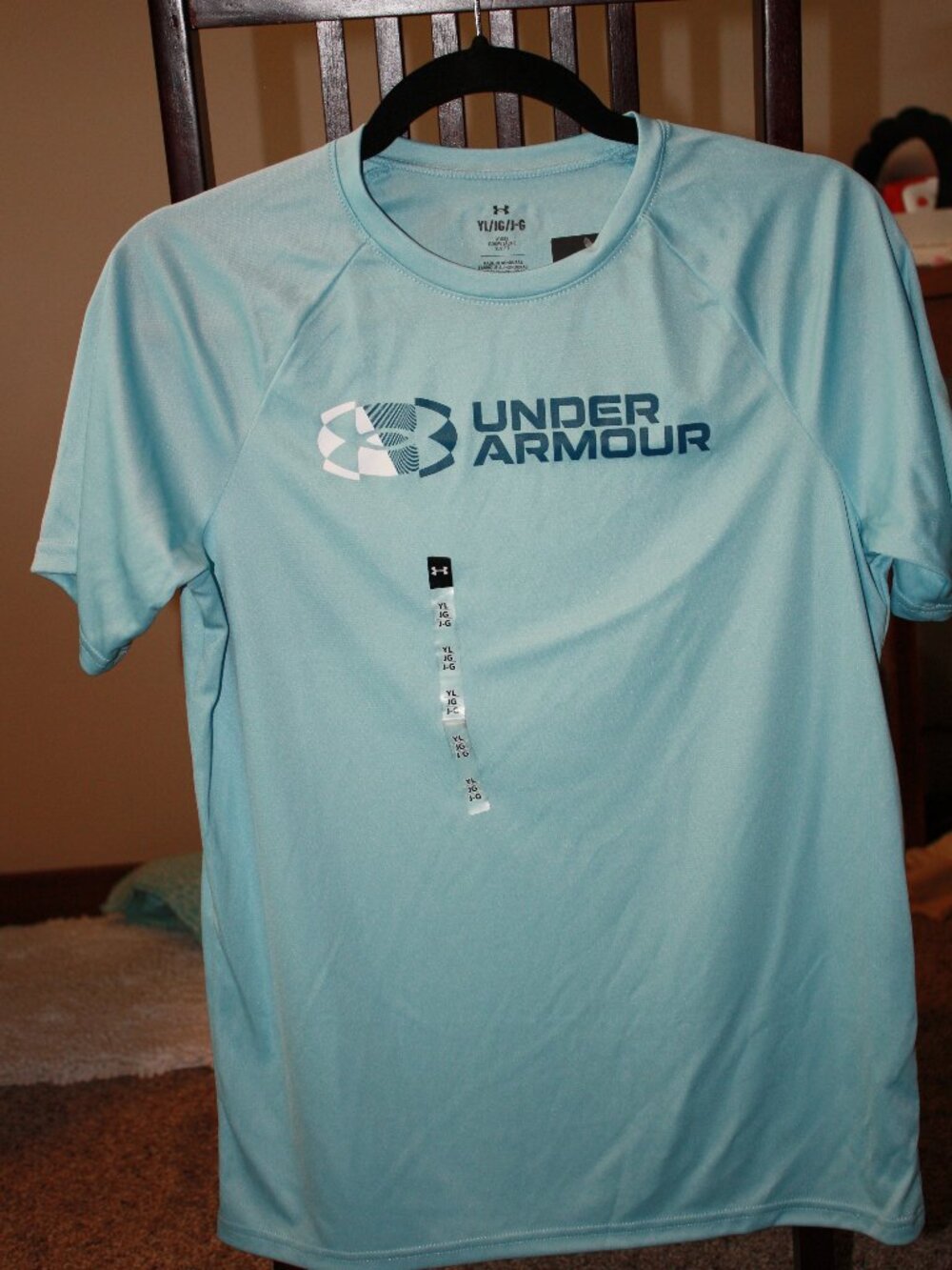 Under Armour, Tee, light blue, boys size L NWT